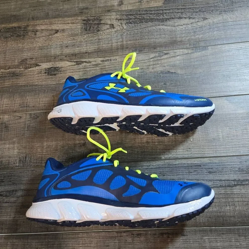 Under Armour men's blue Storm sneakers with neon laces size 12 running